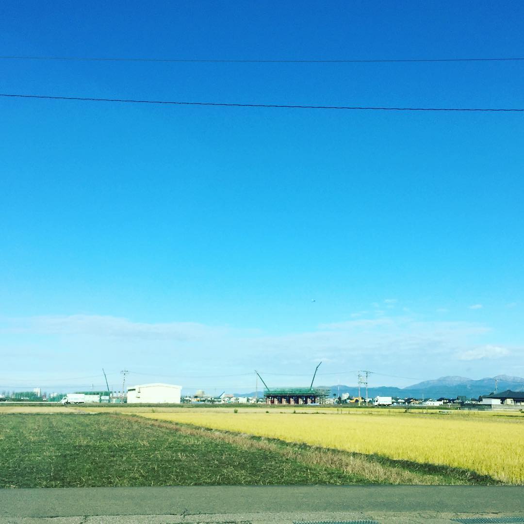 本日、カメラマンと撮影まわり。青空。